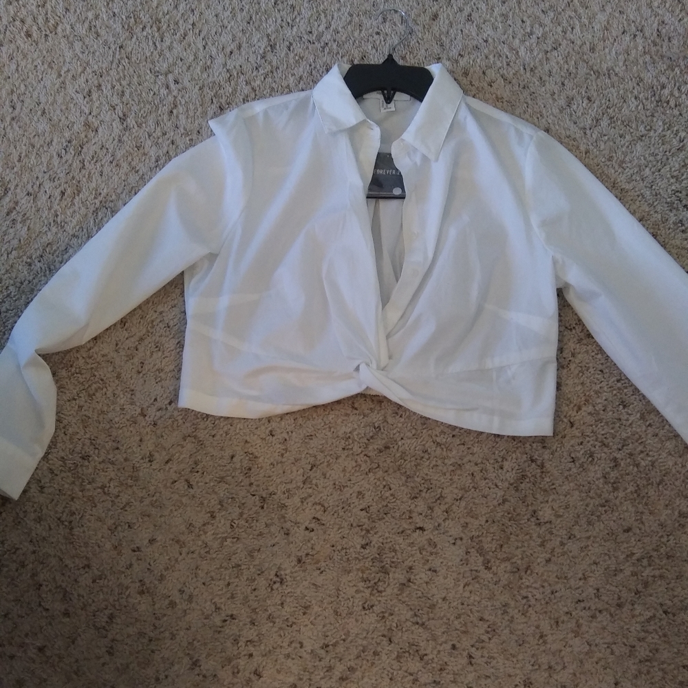 White front knotted shirt